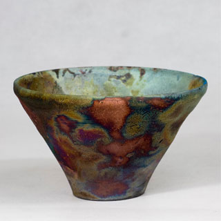 raku bold flashing cheetah pattern bowl uvapapa pottery fireweed studio jenn weede